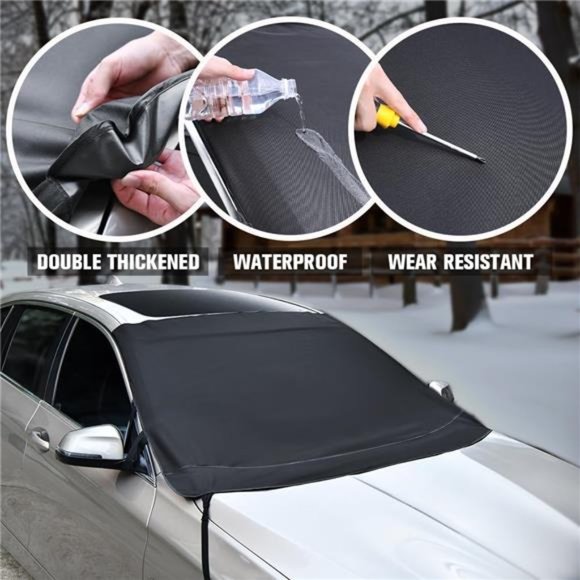 2023 Extra Large Windshield Cover for Ice and Snow, Upgraded Thicken Oxford Car - Picture 3 of 6